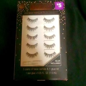 L.A COLORS 5 PAIR FALSE EYELASHES WITH GLUE